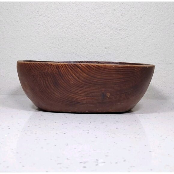 Vintage Wooden Bowl Carved Solid Wood Square Boho Rustic Primitive 12x11.5x4" - Picture 4 of 13